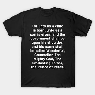 Isaiah 9:6  KJV Bible Verse Typography T-Shirt